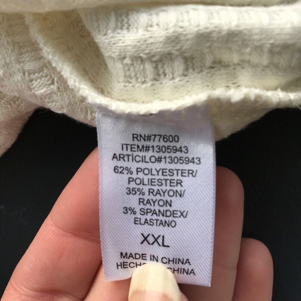 Chaser size XXL cream v neck waffle thermal wide cuff tunic top - Picture 4 of 9